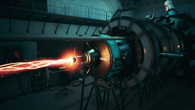 glow of nuclear reactor core powered