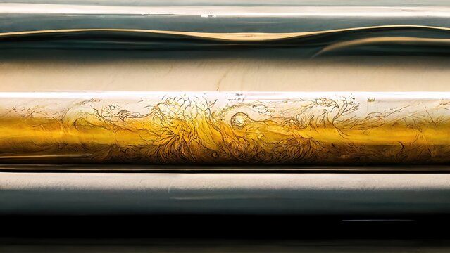 Elegant, elegant, dramatic and luxurious Japanese style Katsushika Hokusai style graphic elements in gold horizontal arabesque pattern generated by Ai