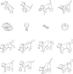 Fototapeta premium Playful dog icon. Isometric of playful dog vector icon for web design isolated on white background outline