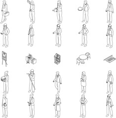 Contribute work icon. Isometric of contribute work vector icon for web design isolated on white background outline