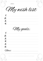 My wish list and list of goals