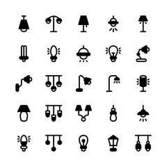 Lamp icon set with mixed style