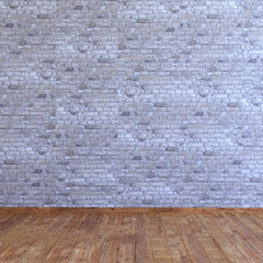 Gray white brick wall grunge texture wallpaper. White brick wall pattern background 3d render with copy space.