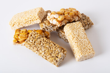 Different types of kozinak from seeds and nuts. Georgian traditional sweetness