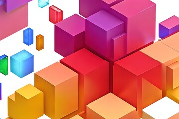 Fototapeta premium futuristic concept 3d rendering cubes background illustration. Ai generated art.