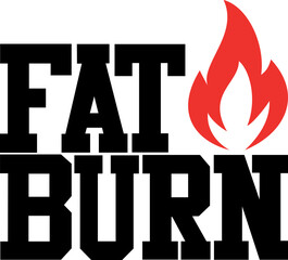 Inscription FAT BURN and fire flame