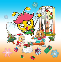 イヌ,キャラクター ,クリスマス,,素材