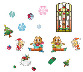 イヌ,キャラクター ,クリスマス,,素材02