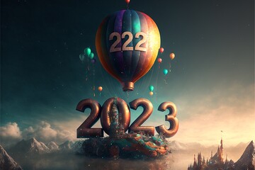Naklejka premium Illustration Neujahr 2023 Grußkarte, AI generativ Dekoration Design