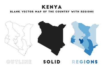 Kenya map. Borders of Kenya for your infographic. Vector country shape. Vector illustration.