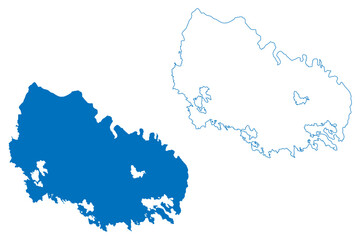 Lake Chott Melrhir (Africa, People's Democratic Republic of Algeria) map vector illustration, scribble sketch Chott Melghir or Melhir map