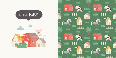 Daily Farm Cute Animal Life Pattern