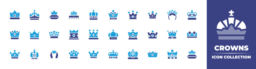 Fototapeta na wymiar Crowns icon collection. Duotone color. Vector illustration. Containing vintage, classic, elegance, kingdom, medieval, king, ornate, art, jewelry, prince, heraldic, coronation, princess, and more.