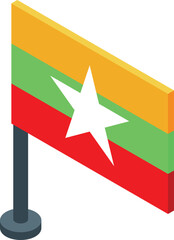 Myanmar flag icon isometric vector. Landmark culture. Traditional holiday