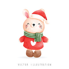 Christmas rabbit, Christmas vector illustration