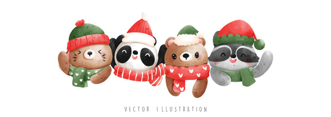 Fototapeta premium chrsitams banner with animals