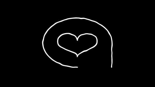 Heart in speech bubble ico sign or symbol animation. White Highlight Elements. Doodle loop animation. doodle style on transparent background. Jittery Artistic Motion. scribble seamless loop animation.