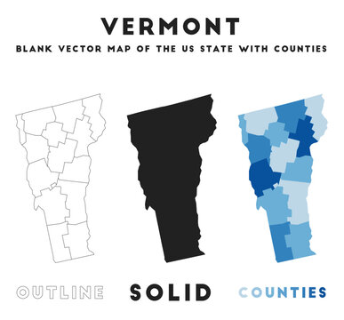 Vermont map. Borders of Vermont for your infographic. Vector US state shape. Vector illustration.