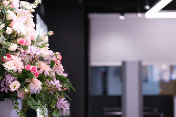 Floral decorations decorating the interior of the office