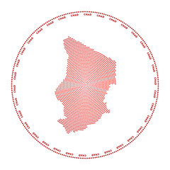 Chad round logo. Digital style shape of Chad in dotted circle with country name. Tech icon of the country with gradiented dots. Artistic vector illustration.