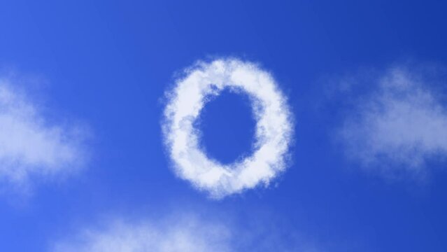 Oxygen or O Molecule Symbol Animation on Cloud Blue Sky