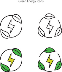 Fototapeta premium green energy icon design. combination of electrical energy and green leaves. simple flat vector design. suitable for renewable energy business, energy campaign,