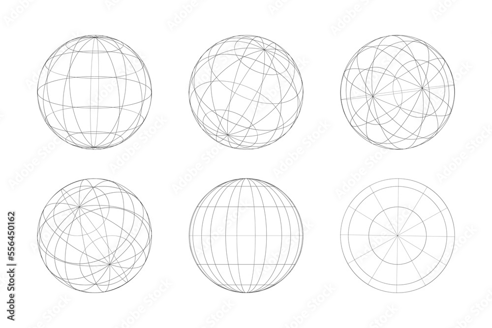 Wall mural geometric shape of sphere 3d design in technology style. abstract circle vector illustration.