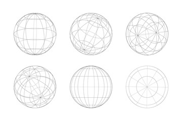 Geometric shape of sphere 3d design in technology style. Abstract circle vector illustration.