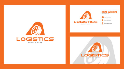 letter A logistics company logo with business card design