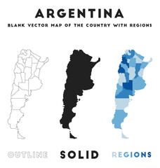 Argentina map. Borders of Argentina for your infographic. Vector country shape. Vector illustration.