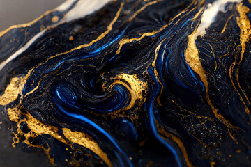 Obraz na płótnie Canvas Abstract gold and blue marble wallpaper. AI
