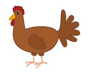 A brown chicken isolated in profile on a white background