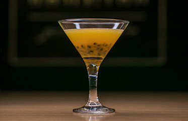Alcoholic cocktail with passion fruit