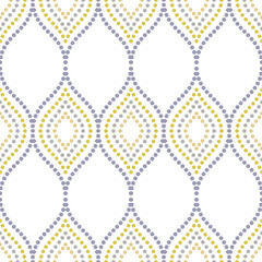 Seamless wavy silver and golden dotted pattern. Modern geometric ornament with royal lilies. Classic vintage background
