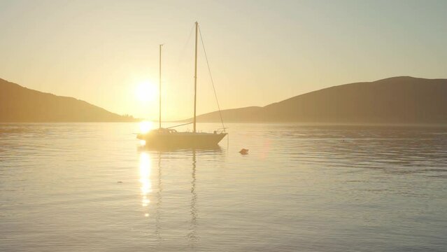 Sea view at sunset. Beautiful serene vmd on the evening sea in the bay