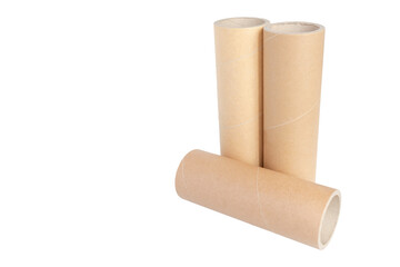 Pressed paper cylindrical tubes, on an isolated white background