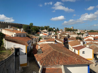 Historic medieval walled town of Obidos, Portugal. It has beautiful streets to get lost walking through