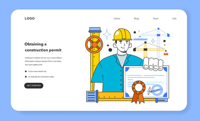 Obtaining a construction permit web banner or landing page. Natural gas