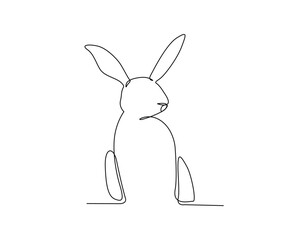 Continuous one line drawing of rabbit. Cute bunny simple hand drawn vector illustration.