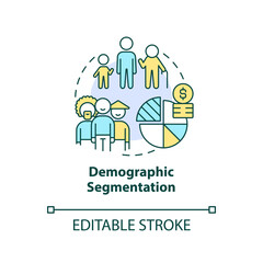 Demographic segmentation concept icon. Age and gender. Type of market segmentation abstract idea thin line illustration. Isolated outline drawing. Editable stroke. Arial, Myriad Pro-Bold fonts used