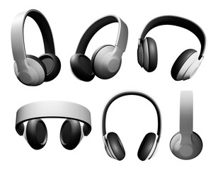 Set of headphones 3d illustration isolated on white background