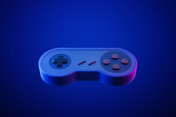 Retro game controller on 3d illustration