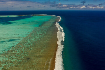 Fototapeta na wymiar Maupiti Island, French Polynesia, Society Islands, the wild sister of Bora Bora. Aerial footage