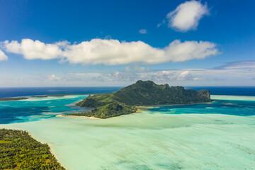Maupiti Island, French Polynesia, Society Islands, the wild sister of Bora Bora. Aerial footage