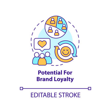 Potential for brand loyalty concept icon. Market segmentation benefit abstract idea thin line illustration. Isolated outline drawing. Editable stroke. Arial, Myriad Pro-Bold fonts used