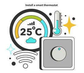 Install a smart thermostat for energy efficiency at work. How to low office