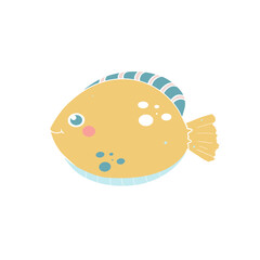 cute yellow fish vector illustration. Vector illustration