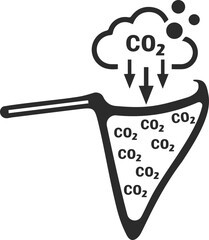 Capture and storage CO2 icon, CO2 recycling icon black vector