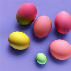 colorful easter eggs on a magenta background, easter holiday, easter decoration