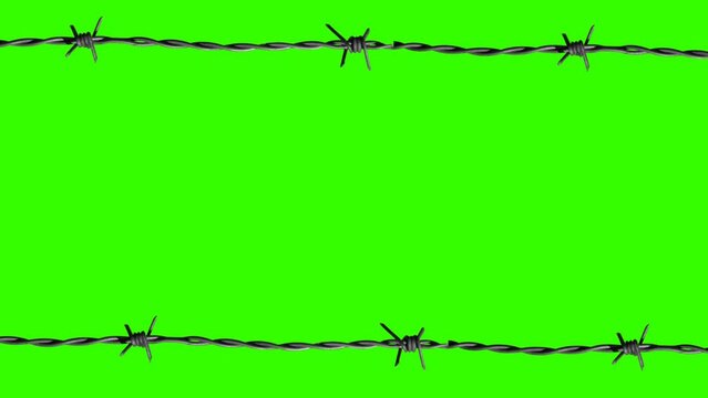 Barbed wire on Green screen. Illegal immigration concept, prison lifestyle, imprisonment, restricted area Green Screen.